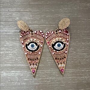 H&M Gold and Pink Eye Earrings